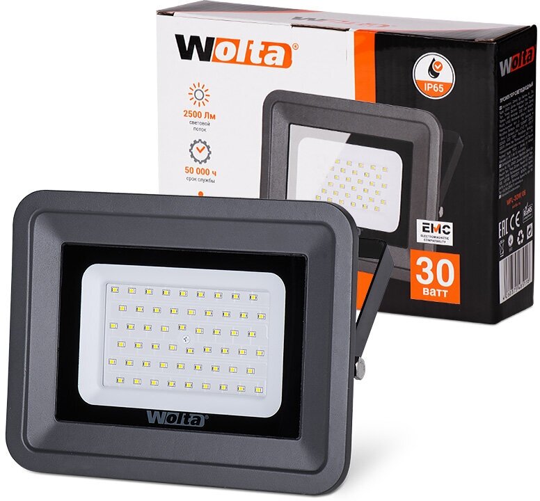 Светодиодный прожектор WFL-30W/06, 5500K, 30 W SMD, IP 65, цвет серый, слим