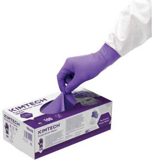 Перчатки нитриловые лабораторные Kimtech Purple Nitrile Gloves цвет: фиолетовый 24 см 100 шт. (50 пар) антистатические