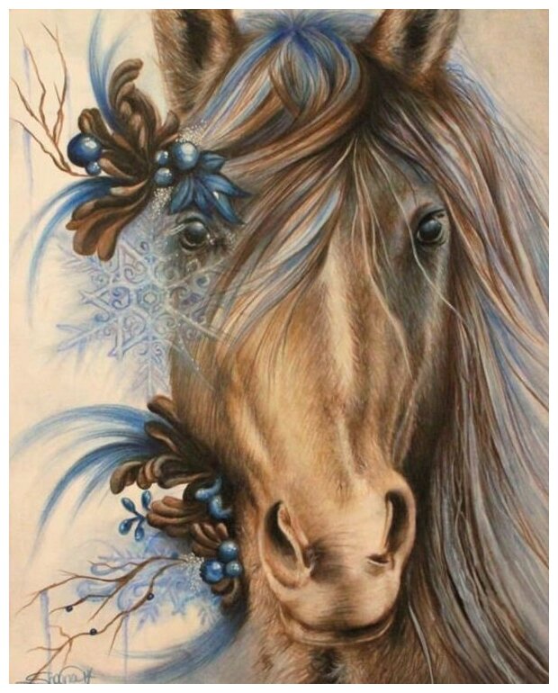 Картина по номерам "Прекрасная лошадь" 40х50 см Холст на подрамнике