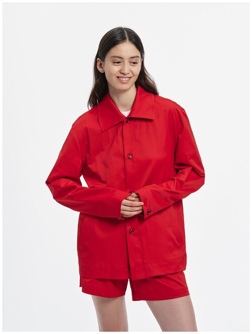 Пижама KChTZ, шорты, рубашка, длинный рукав, размер L, красный