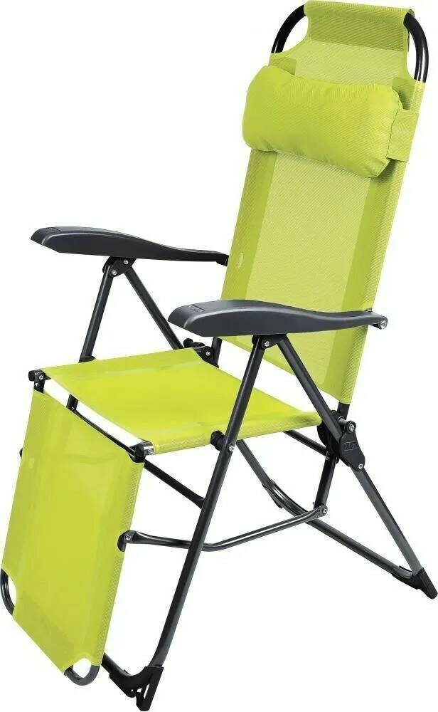 Кресло-шезлонг подножкой лимонный - фотография № 2