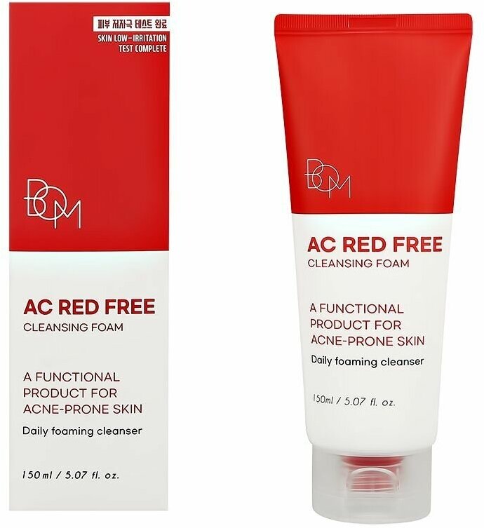 Пенка для умывания BOM AC RED FREE с коллоидной серой и салициловой кислотой (для проблемной кожи) 150 мл
