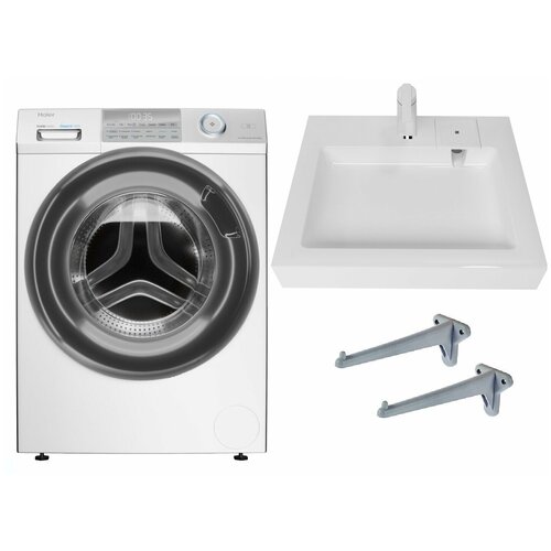Стиральная машина с паром Haier HW70-BP12959B с раковиной Солярис 50 над стиральной машиной 5800000₽