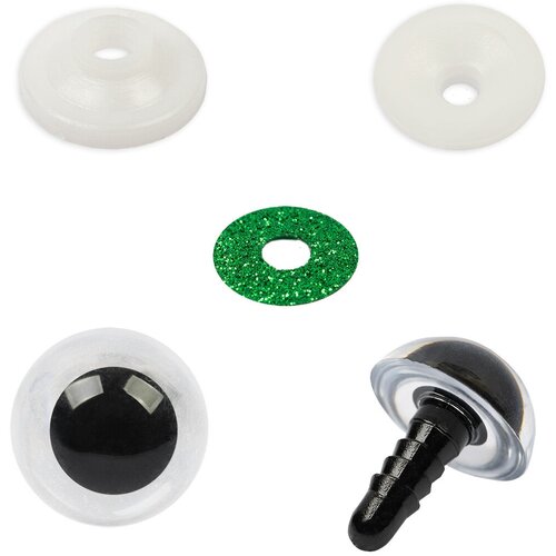 HobbyBe PGSB-16 Глаза пластиковые с блестящей вставкой d 16 мм 2 шт. зеленый