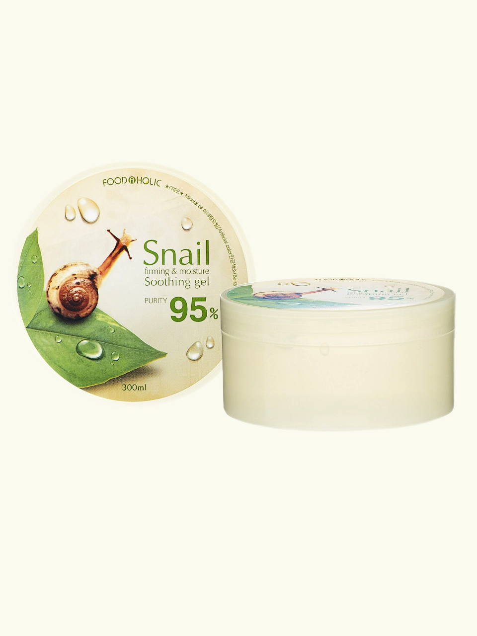 Гель увлажняющий FOODAHOLIC SNAIL FIRMING & MOISTURE SOOTHING GEL 95%, с муцином улитки , 300 мл.