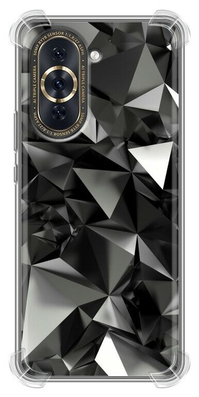 Дизайнерский силиконовый с усиленными углами чехол для Нова 10 Про / Huawei Nova 10 Pro Черные кристаллы