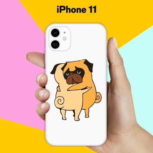 Силиконовый чехол Мопсы на Apple iPhone 11 силиконовый чехол на apple iphone 11 эпл айфон 11 с принтом ветка в капельках