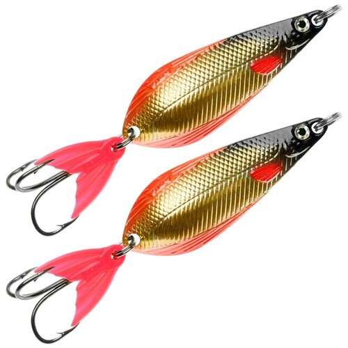 фото Блесна aqua атом m 9,0g, набор 2шт, цвет 02 (золото, серебро, черный металлик)