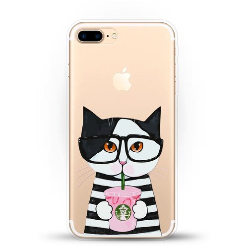 фото Силиконовый чехол кот в очках на apple iphone 7 plus andy & paul