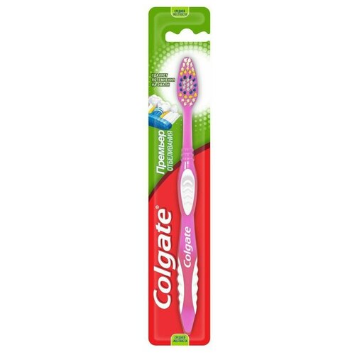 Colgate Зубная щетка Премьер отбеливания, средней жесткости колгейт colgate зубная щетка премьер отбеливающая средней жесткости