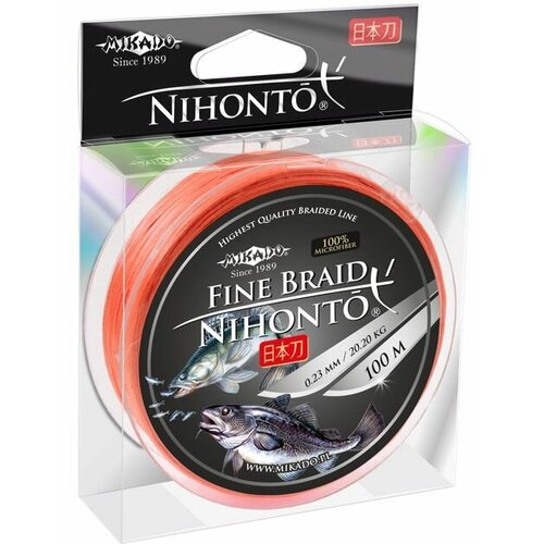 Плетеный шнур Mikado NIHONTO FINE BRAID 0,40 orange (100 м) - 34,90 кг.