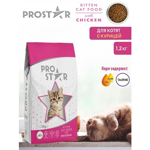 Сухой полнорационный корм для котят PROSTAR Kitten Food Chicken с курицей 1,2кг