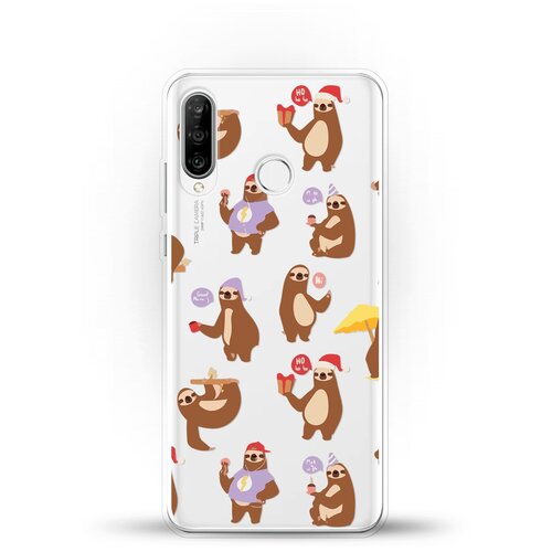 фото Силиконовый чехол узор из ленивцев на huawei nova 4e andy & paul