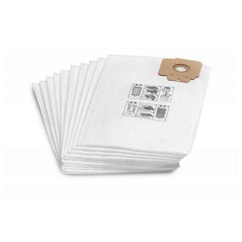 KARCHER Фильтр-мешки 6.904-305.0, белый, 10 шт. бумажные фильтр мешки двухслойные для пылесосов cv 30 1 cv 38