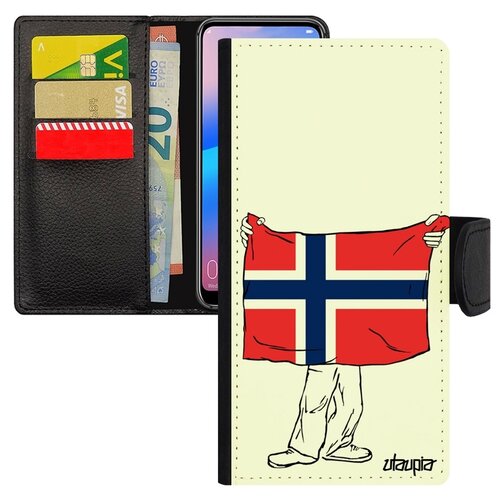 фото Чехол-книжка для мобильного p30 lite, "флаг норвегии с руками" государственный страна utaupia