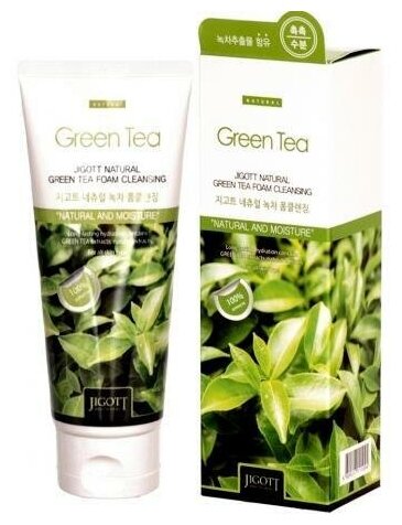 Jigott Очищающая пенка с экстрактом Зеленого чая Natural Foam Cleansing Green Tea, 180мл