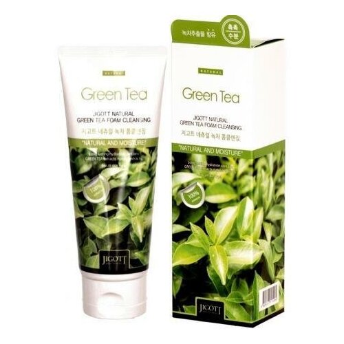 Jigott Очищающая пенка с экстрактом Зеленого чая Natural Foam Cleansing Green Tea, 180мл