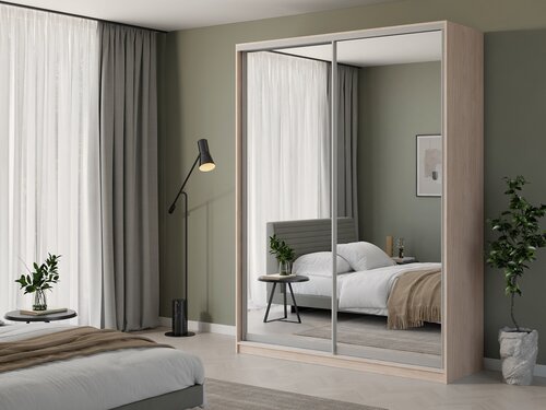 Изображение товара Шкаф купе Матэрна для одежды Шамони светлый зеркальный 190 х 58 х 240 см