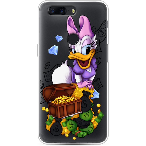 Силиконовый чехол на OnePlus 5T / ВанПлюс 5Т Rich Daisy Duck, прозрачный силиконовый чехол на oneplus 5t ванплюс 5т леопардовый принт