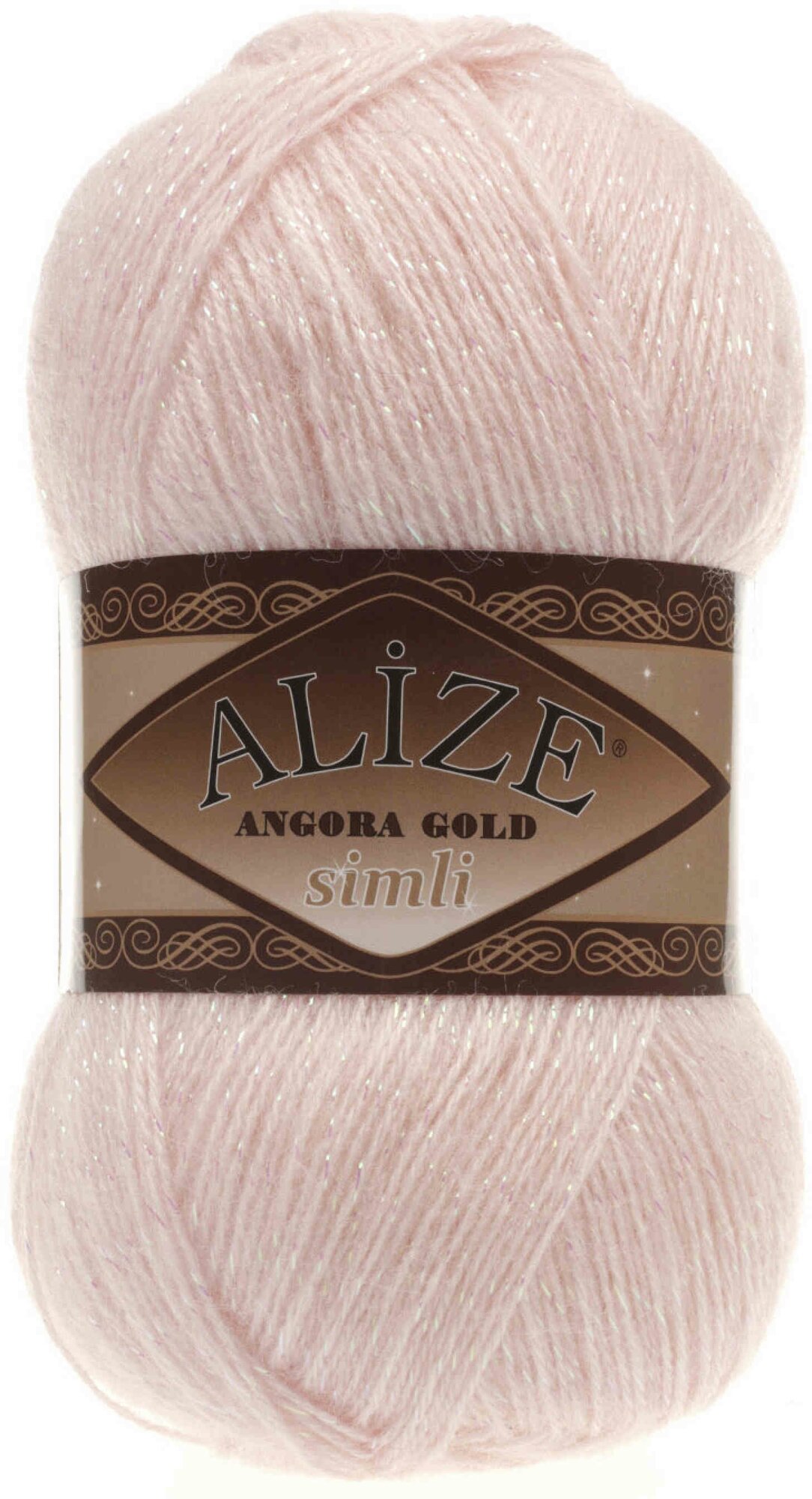 Пряжа Alize Angora Gold simli жемчужно-розовый (271), 75%акрил/20%шерсть/5%метанит, 500м, 100г, 1шт