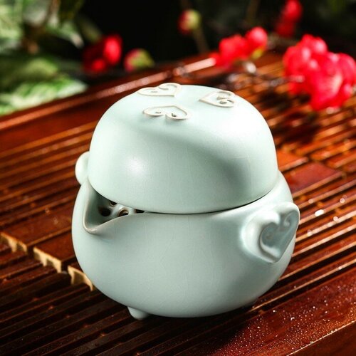 FlowMe Набор для чайной церемонии керамический «Тясицу», 2 предмета: чайник 10,5×10,5×9 см, чашка, цвет голубой