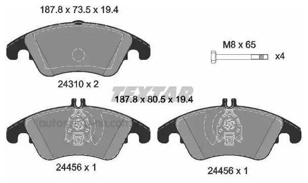TEXTAR 2431001 Колодки тормозные дисковые передн MERCEDES-BENZ: C CLASS C 280/C 280 4-matic/C 300/C 300 4-matic/C 320 CDI/C 320 CDI 4-matic/C 350/C 350 4-matic/C 350 CDI/C 350 CDI 4-matic