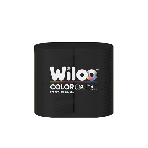 Бумага туалетная WILOO Color 4шт в уп. 3-слойные 160 листов черная