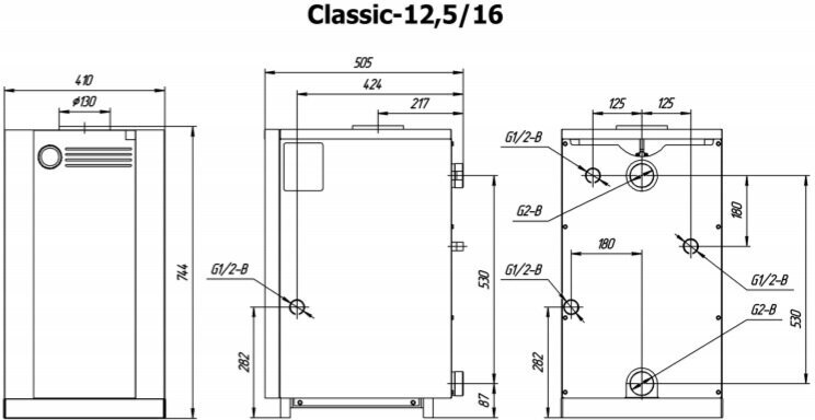 Котел газовый напольный Лемакс Classic - 12,5 кВт (энергонезависимый, одноконтурный)