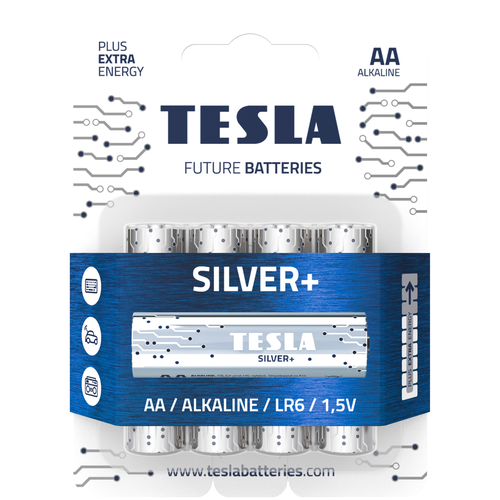 Батарейки Tesla SILVER AA+4ks Alkaline AA (LR06, пальчиковая, блистер)