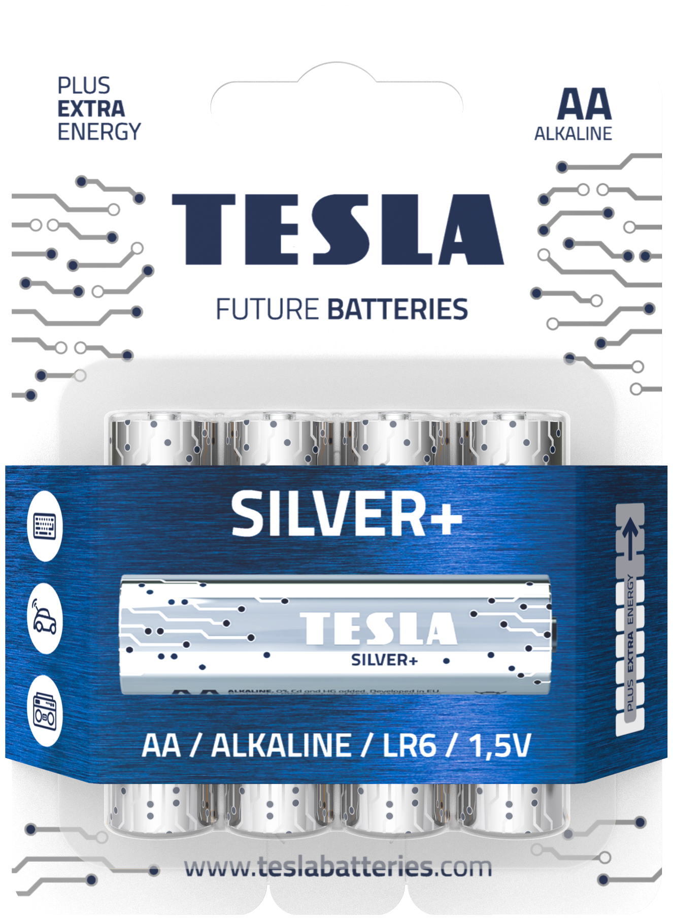 Батарейки Tesla SILVER AA+4ks Alkaline AA (LR06, пальчиковая, блистер)