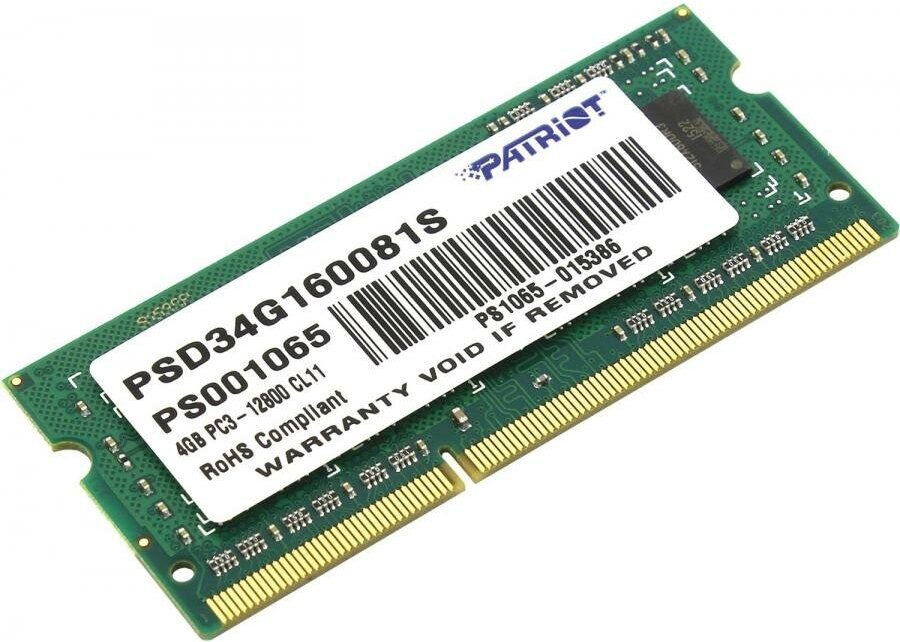 Модуль памяти Patriot Signature 4GB DDR3 PC3-12800 PSD34G160081S
