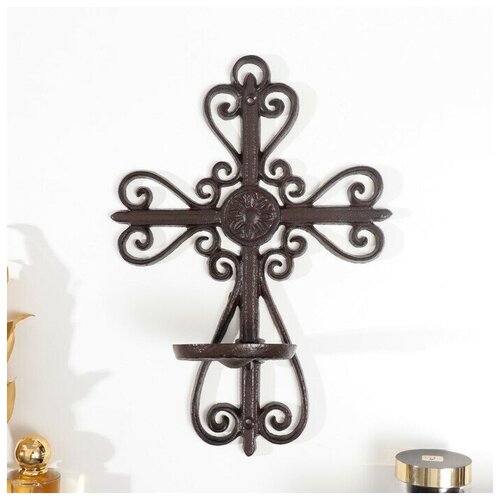 Подсвечник чугун на 1 свечу настенный Кельт 345х115х24 см 5985₽