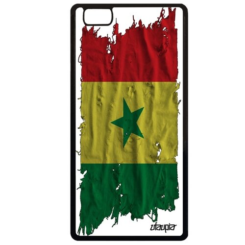 фото Чехол на телефон p8 lite 2015, "флаг сенегала на ткани" государственный utaupia