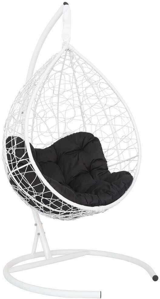Подвесное кресло-кокон SEVILLA RELAX белый + каркас (черная подушка) - фотография № 1