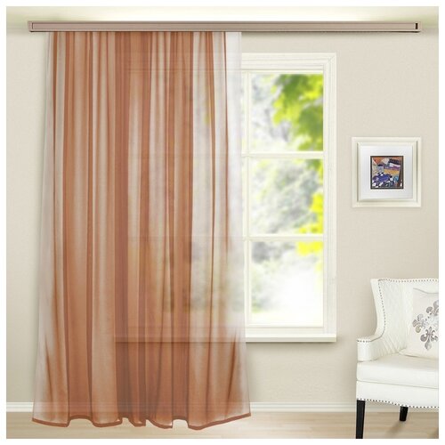 фото Штора-вуаль witerra однотонная, 145*260 см, цвет какао