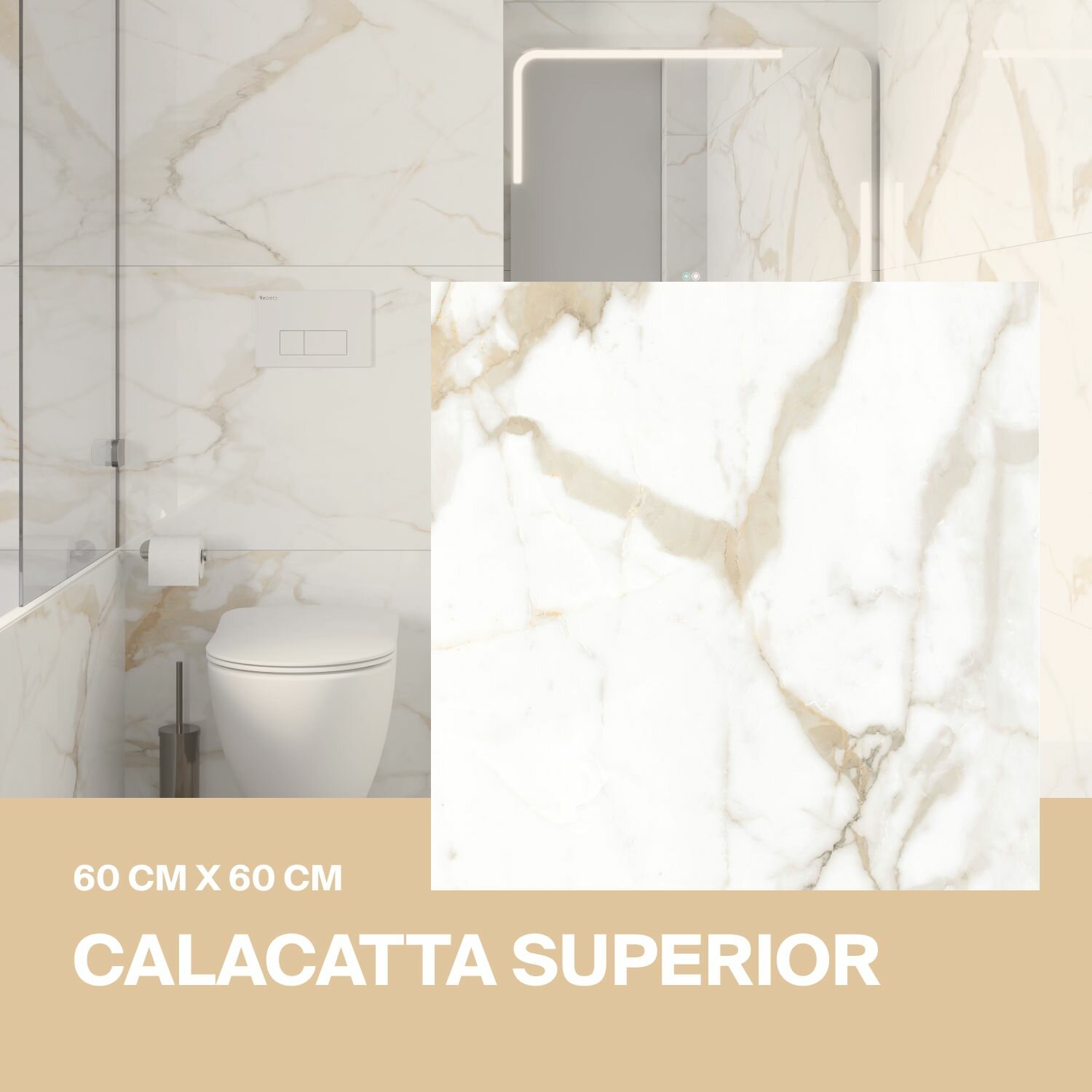 фото Керамогранит Ceradim Calacatta Superior белый 60х120 Полированный, уп. 1.44 м2. (2 плитки)