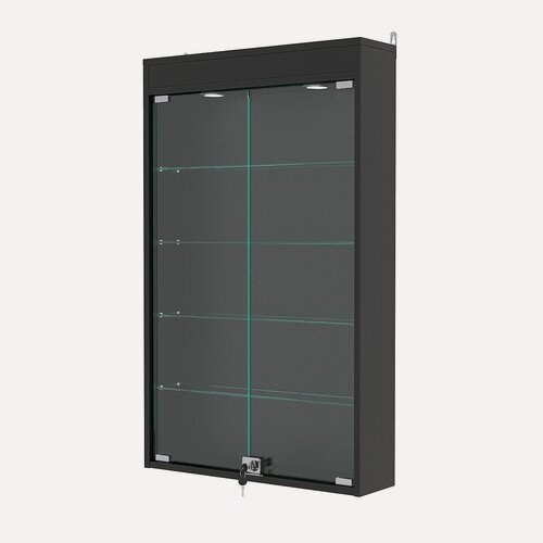 Изображение товара Витрина настенная №2-3А с подсветкой, Черный. Производитель товара - компания Westcom.