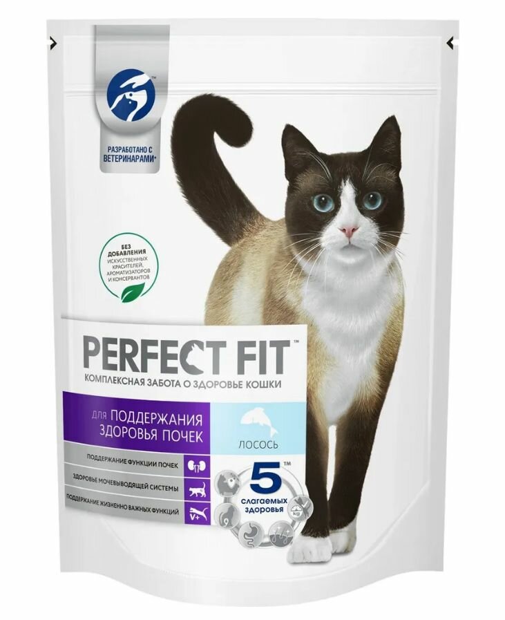 Perfect Fit Корм сухой для кошек Лосось, Здоровье почек, 2,5 кг