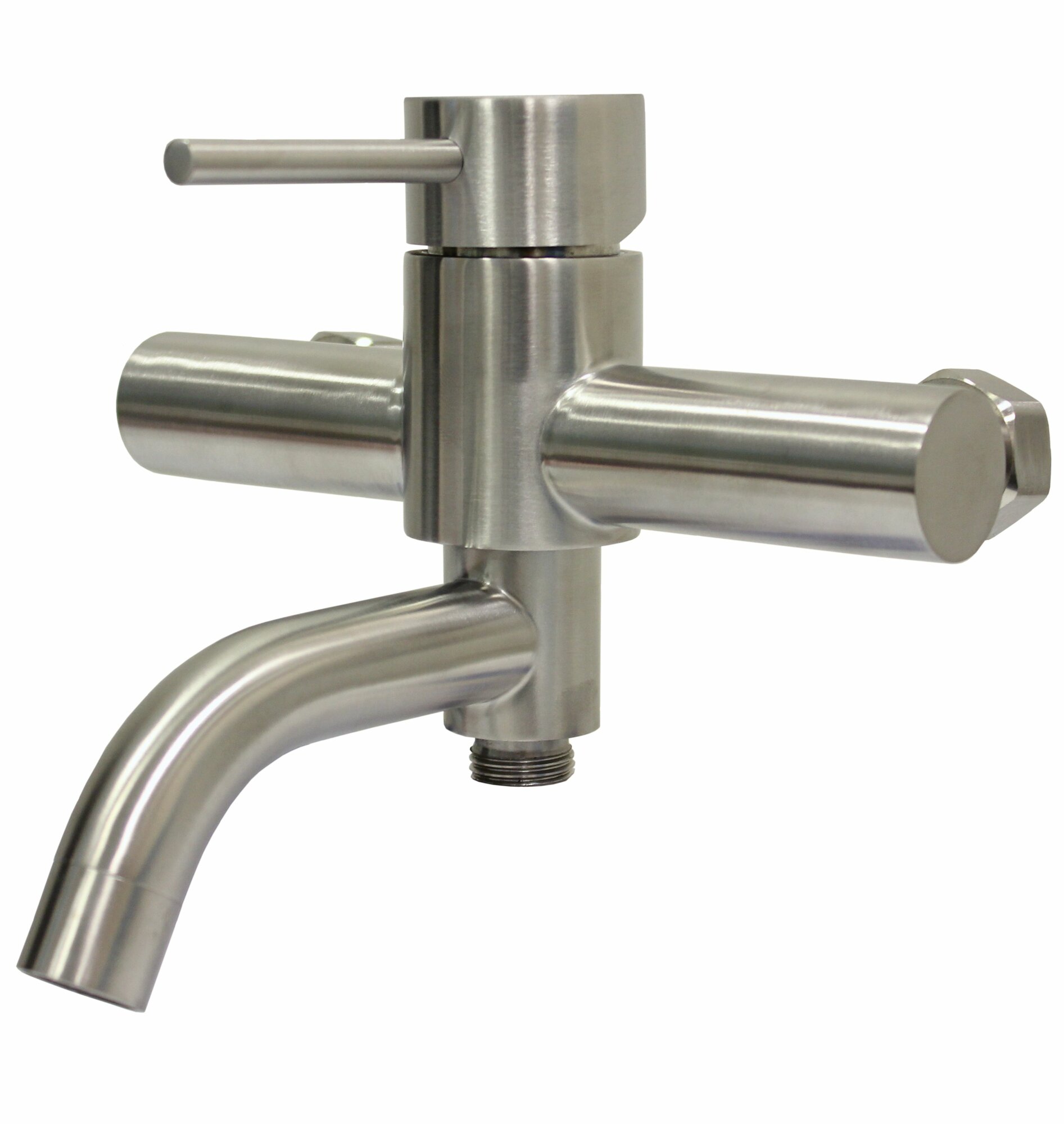 Смеситель NAVAQ однорукий д/ванны, повор. излив 150мм, сатин, нерж. сталь, поворот. дивертор