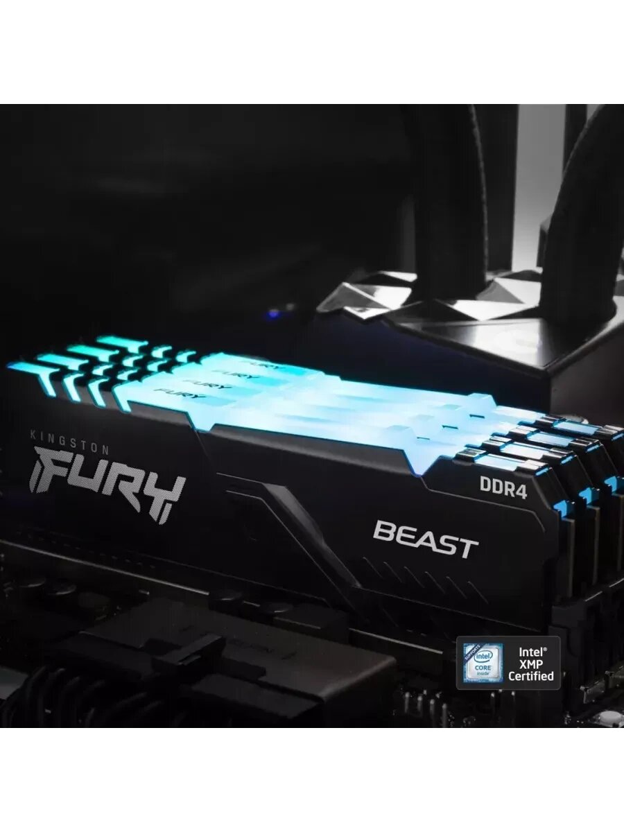 Оперативная память Kingston Fury Beast RGB DDR4 - 2x 16Gb, 3200 МГц, DIMM, CL16 (kf432c16bbak2/32) - фото №5