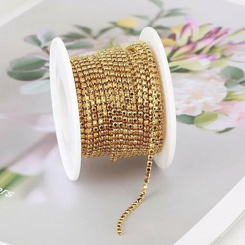 Хрустальная цепочка PEESOM SS6 для рукоделия Gold Aurum SS6-2mm 1yard 136₽