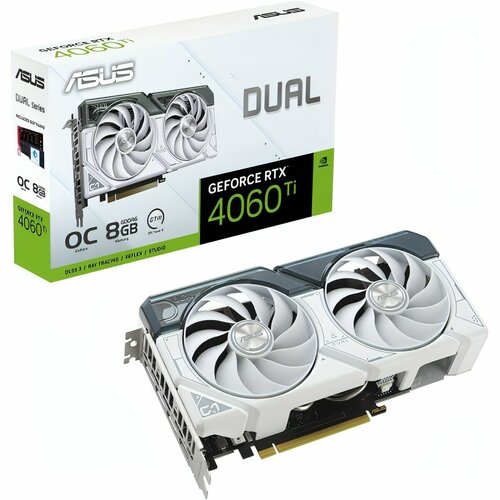 Видеокарта ASUS NVIDIA GeForce RTX 4060 Ti DUAL WHITE OC 8GB DUAL-RTX4060TI-O8G-WHITE 58899₽