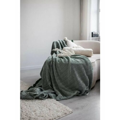 Плед полушерстяной 150х200, зеленый