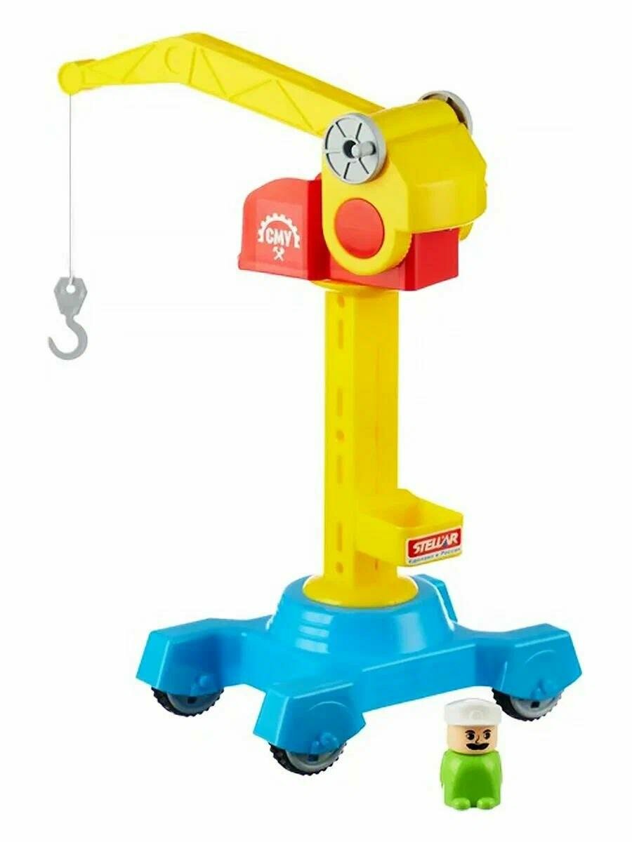 Машинка Stellar Башенный кран, пластиковый, цвет желтый, для детей от 3-х лет