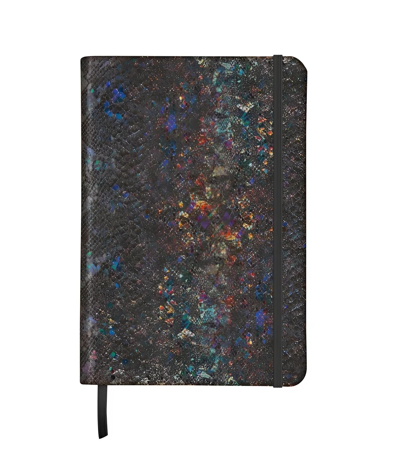 Записная книжка A5, 72 л, Clairefontaine "Celestial leather. Lazer Black", 90 г/м2, резинка, кожа