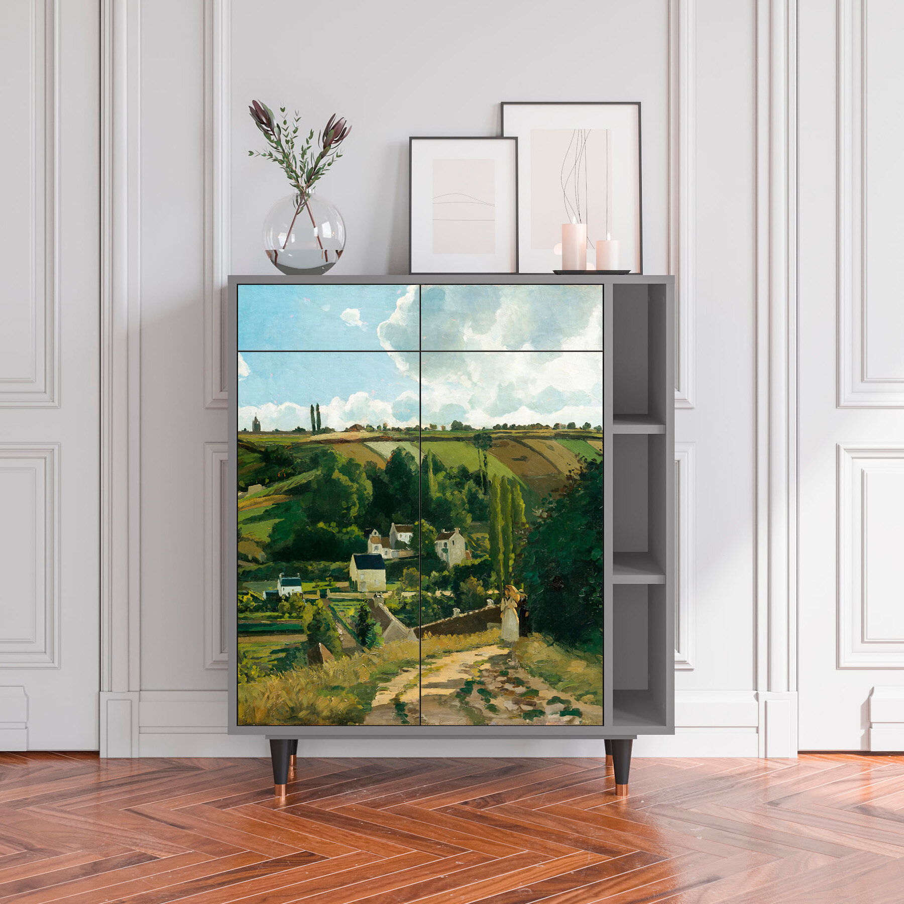 Комод - STORYZ - BS6 Jalais Hill by Camille Pissarro, Размер - 94 x 110 x 41 см, Цвет корпуса - , Серый
