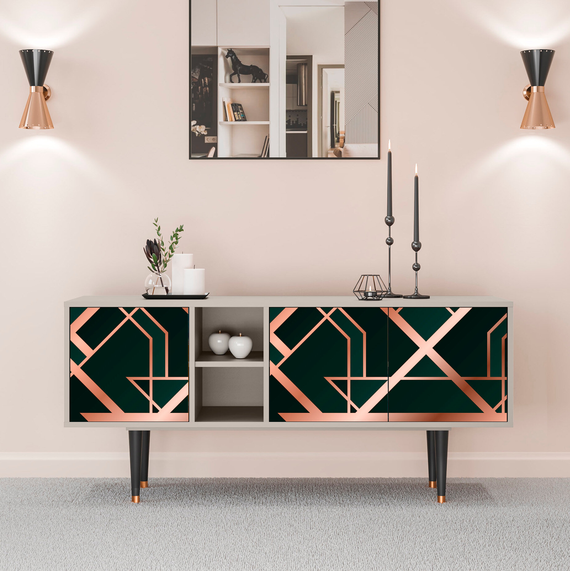 ТВ-Тумба - STORYZ - T5 Emerald Gatsby, Размер - 150 x 69 x 41 см, Цвет корпуса - , Сатин