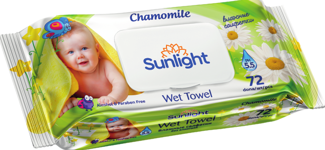 SUNLIGHT Влажные салфетки ромашка Extra Pack 72х16