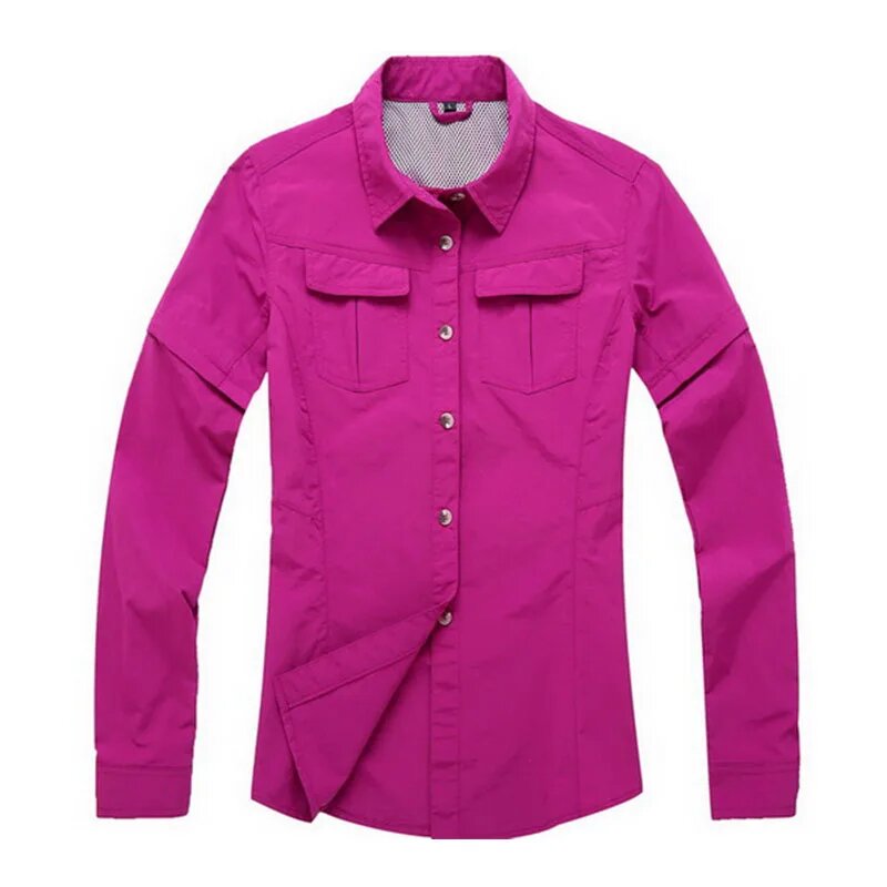 Съемная быстросохнущая походная рубашка для женщин летняя уличная Водонепроницаемая походная одежда для походов и походов рубашки для альпинизма HS01 Asian 3XL Розовый Женский