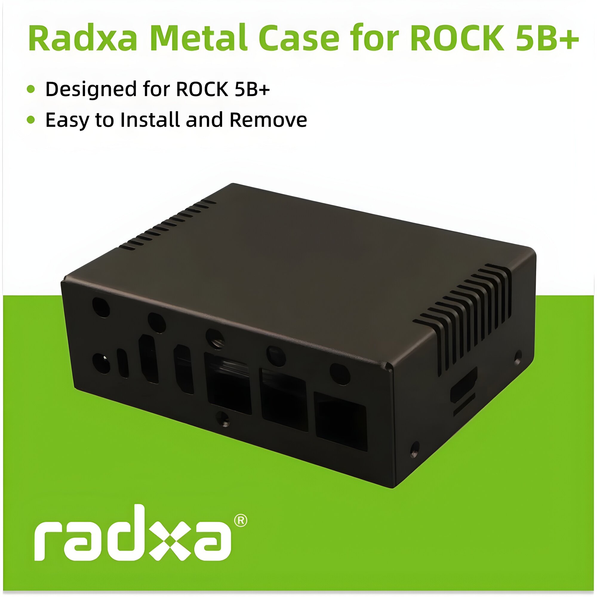 CBHIOARPD корпус для ROCK 5B+ металлический черный с LED-подсветкой и крепежным комплектом